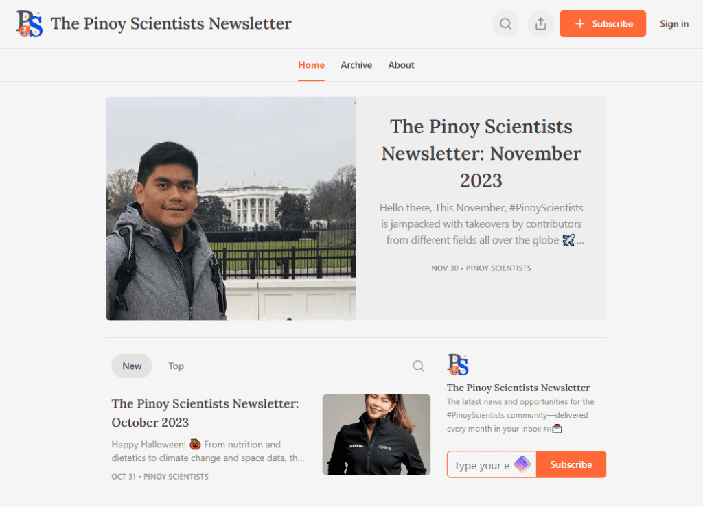 Pinoy Scientists newsletter